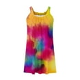 thumbnail image 4 of VBTAPA Sundresses for Women Fashion Tie Dye Printed Casual Dresses Summer Beach Sleeveless Mini Dresses Ruffle Hem Shift Dress Yellow XXL, 4 of 6