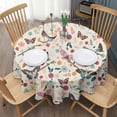 thumbnail image 3 of Beige Butterfly Flower Pattern Round Tablecloth 60"x60",Wrinkle Wipeable Table Cloth for Kitchen Dining Room Picnic Patio Party, 3 of 6