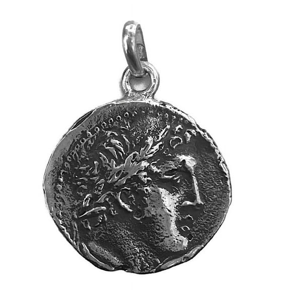 EMPEROR JULIUS CAESAR MEDIUM COIN PENDANT .925 STERLING SILVER.