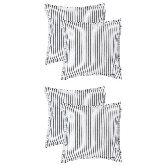 Unique Bargains 4 Pcs Classical Striped Throw Pillow Cover Black 16" x 16"/18" x 18"