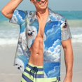 thumbnail image 7 of Honeii Cute Cloud Bichon Frise Print Men’s Hawaiian Shirt,Classic Button-Down Short Sleeve Shirt, for Beach, Vacation, and Outdoor Activities,3X-Large, 7 of 7