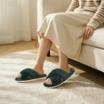 thumbnail image 5 of Womens Fuzzy Memory Foam Slippers Cross Band Cozy Plush Home Slippers Fluffy Furry Open Toe House Shoes Indoor Outdoor Slide Slipper, 5 of 6