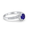 thumbnail image 2 of Halo Promise Round Ring Blue Sapphire CZ 925 Sterling Silver Size 10, 2 of 3