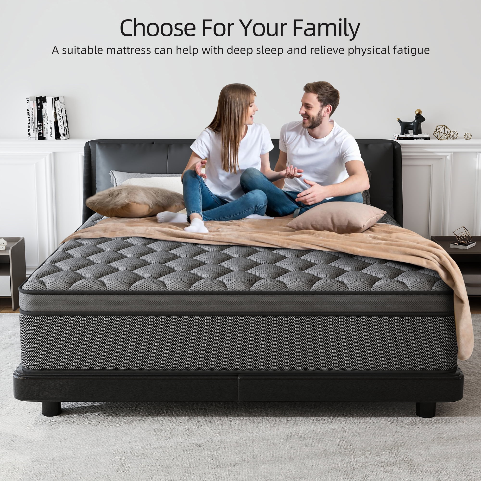 lemontalking 14 Inch Full Mattress Gel Memory Foam Spring Hybrid Mattress In A Box
