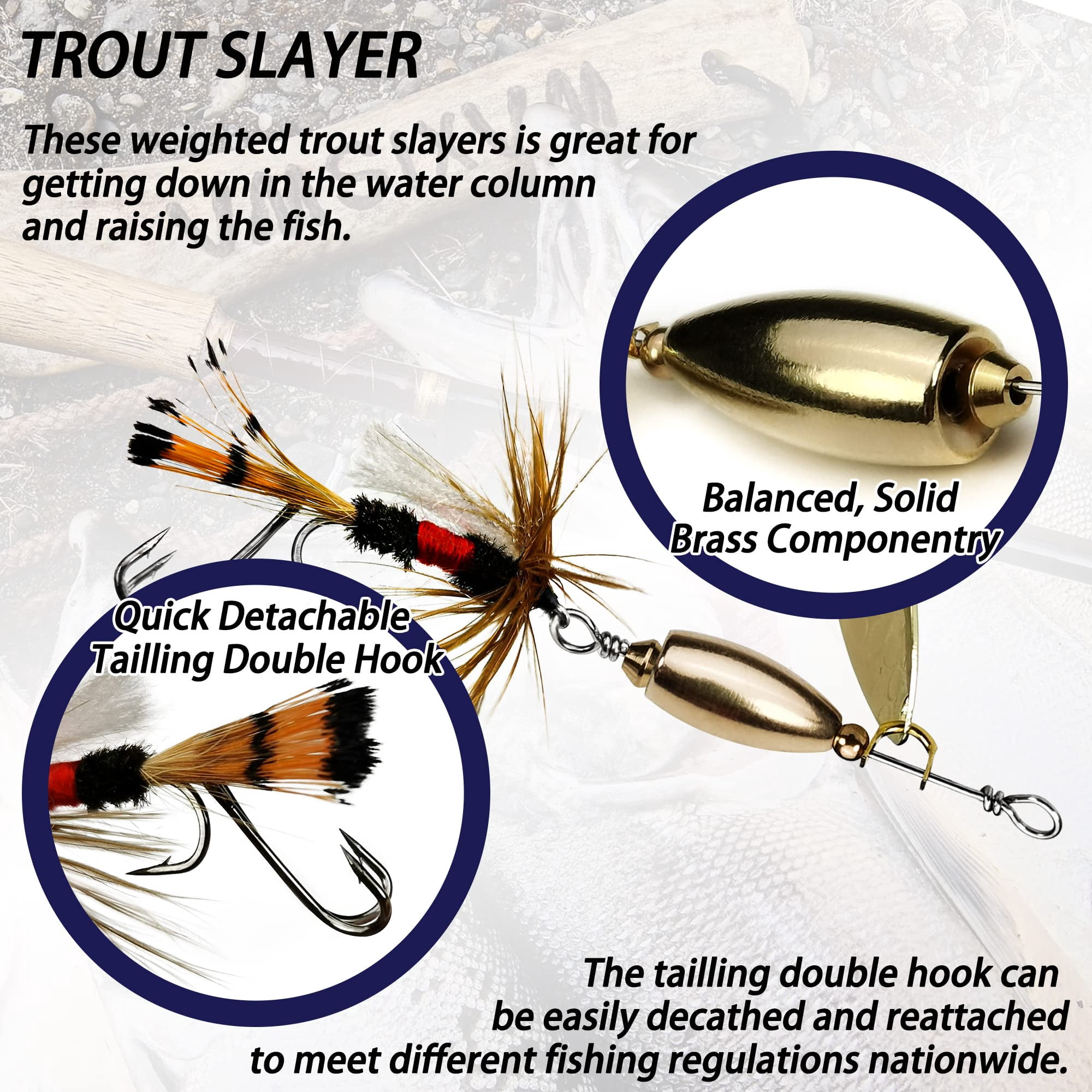 Trout Lures Fishing Spinnerbaits  Rooster Bait Tail Hard Metal Brass Spinner Baits For Bass Salmon Pike Freshwater Saltwater