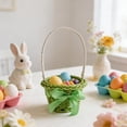 thumbnail image 4 of Tauxra Mini Round Woven Plastic Flower Basket With Handle Orange For Easter Decor And Storage, 4 of 6