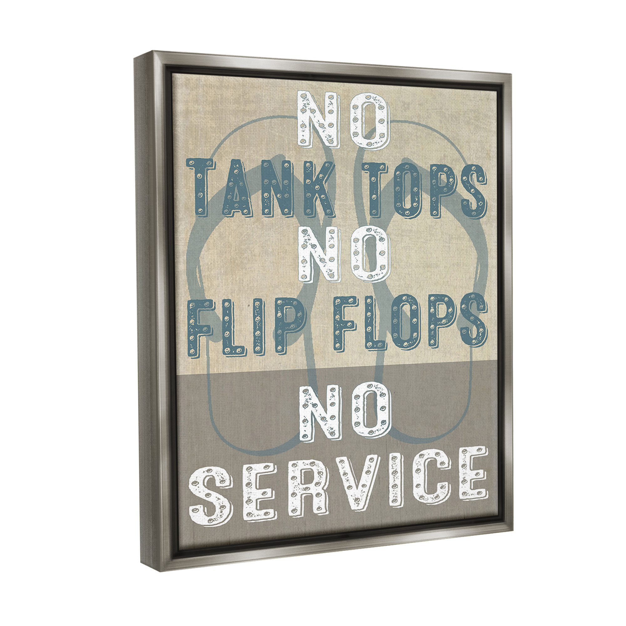 Stupell Industries Summer No Service Sign Typography Painting Gray Floater Framed Canvas Art Print Wall Art, 25 x 31