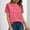 *Pink, variant on ClodeEU Women's Crew Neck Short Sleeve T-Shirt,Casual Solid Color Top with Textured Mesh Sleeves Mint Green,Women's Plus L