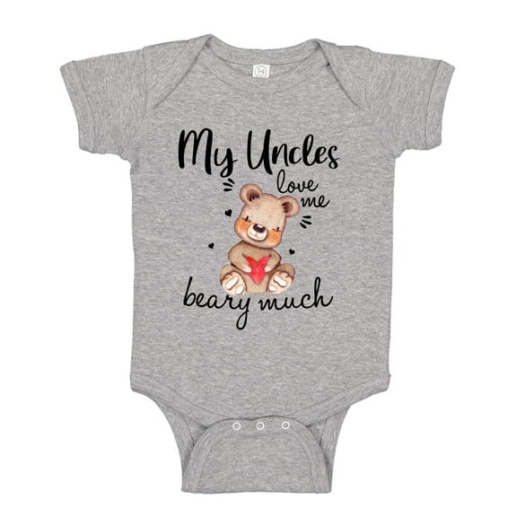 My Uncles Love Me Beary Much Baby Bodysuit One Piece NB Athletic Heather
