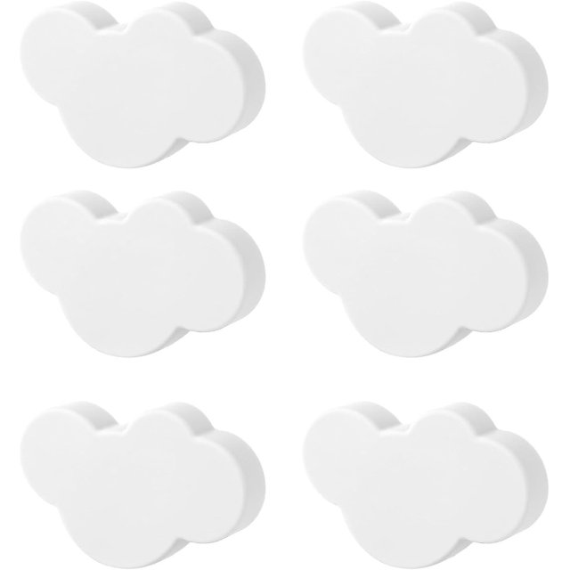 Cloud Shaped Drawer Knobs, Furniture Knobs, 6 Wooden Handles (white)