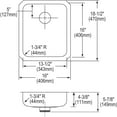thumbnail image 2 of Elkay ELUHAD131645PD Lustertone 16 x 18-1/2 x 4-3/8" Undermount ADA Kitchen Sink, Perfect Drain, 2 of 7
