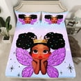 thumbnail image 2 of jejeloiu Cartoon Black Princess Twin Sheet Sets,Chic Wings Crown Twin Fitted Sheet,Black Blue Purple Flat Sheet For Girls Kids,Ultra Soft Home Decor,3pcs, 2 of 7