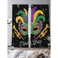 thumbnail image 5 of Mardi Gras Mask Sheer Curtains for Living Room Bedroom, Purple Gold Green Carnival Confetti Black Light Filtering Sheer Curtain Rod Pocket Voile Window Treaments Drapes, 52 x 96 Inches, 5 of 9