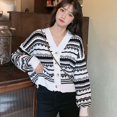 thumbnail image 4 of Korean Fashion Print Knitted Cardigan Jacket Women Single Breasted Long Sleeve Sweater Cardigan, 4 of 6