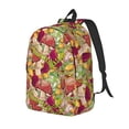 thumbnail image 1 of Disketp Bright Mushrooms print Canvas Backpack Lightweight Travel Daypack Student Rucksack Laptop Backpack-Medium, 1 of 5