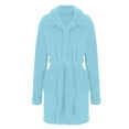thumbnail image 3 of Womens Plush Fleece Robes Soft Bathrobe Knee Length Warm Soft Spa Robe Loungewear Cozy Nightgowns with Pockets and Belt, 3 of 5