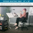 thumbnail image 2 of Studio Designs Vintage Solid Wood White Drawing/Drafting Table with 42" x 30" Adjustable Tilting Top in Coastal Whitewash, 2 of 11