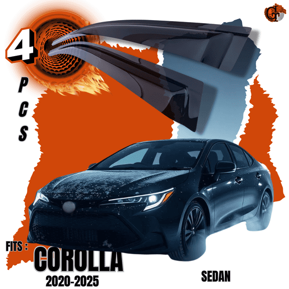 2020-2024 Toyota Corolla | Out-Channel Auto-Visor Side Window Rain Deflector | Tinted Black