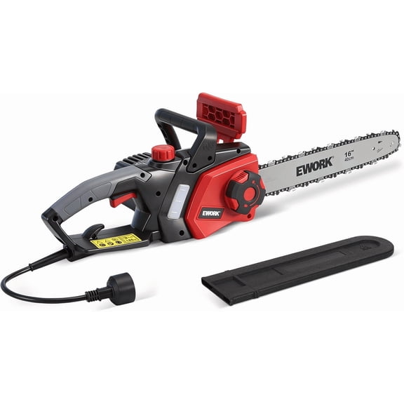 EWORK Electric Chainsaw Corded 16-Inch 15 Amp Electric Chain Saws, Corded Chainsaw with Tool-Free Chain Tension, Auto Oiling, Low Kickback, Electric Chainsaw for Tree Cutting, Pruning, Firewood