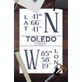 thumbnail image 3 of Toledo, Ohio, Latitude and Longitude (Blue) (12x18 Wall Art Poster, Room Decor), 3 of 3