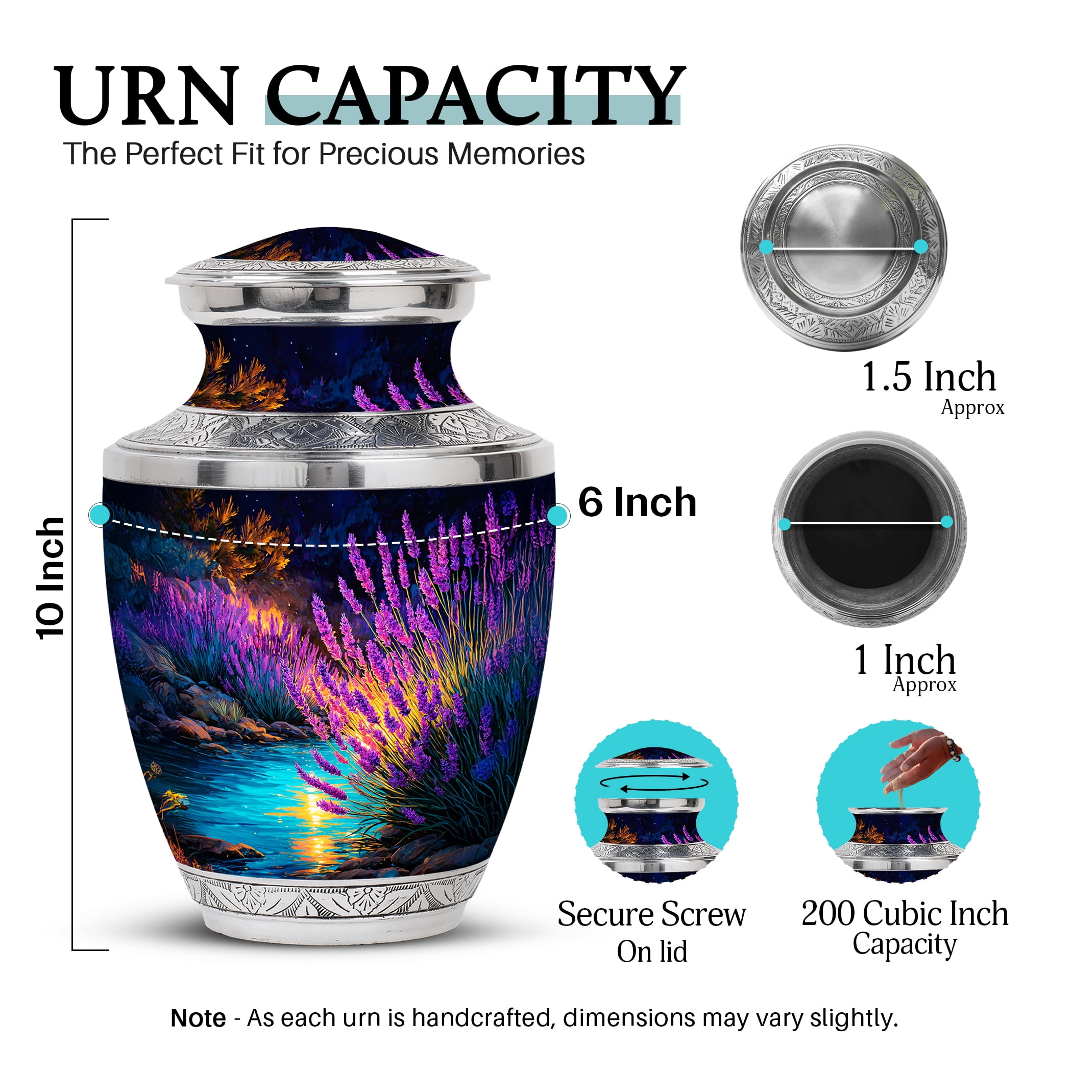 SABURIAL Lavender Grass Urn - Human Remains For Mom & Dad - Combo - 10 Inch Large With 3 Inch - Unique Urns For Ashes - Decorative Urn - Miniature Urns For Adult Human