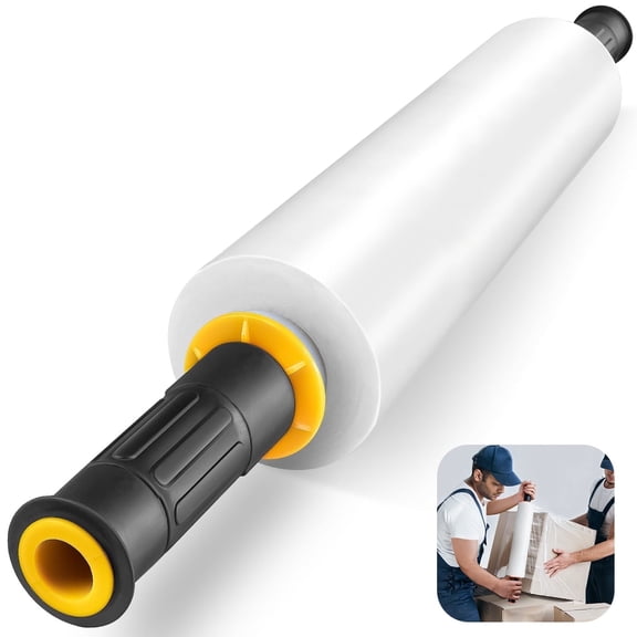 GPED Plastic Shrink Wrap Roll 15" x 500' - Clear Industrial Strength Stretch Film with Handles for Pallet Wrapping, Shipping, Moving Supplies and Storage