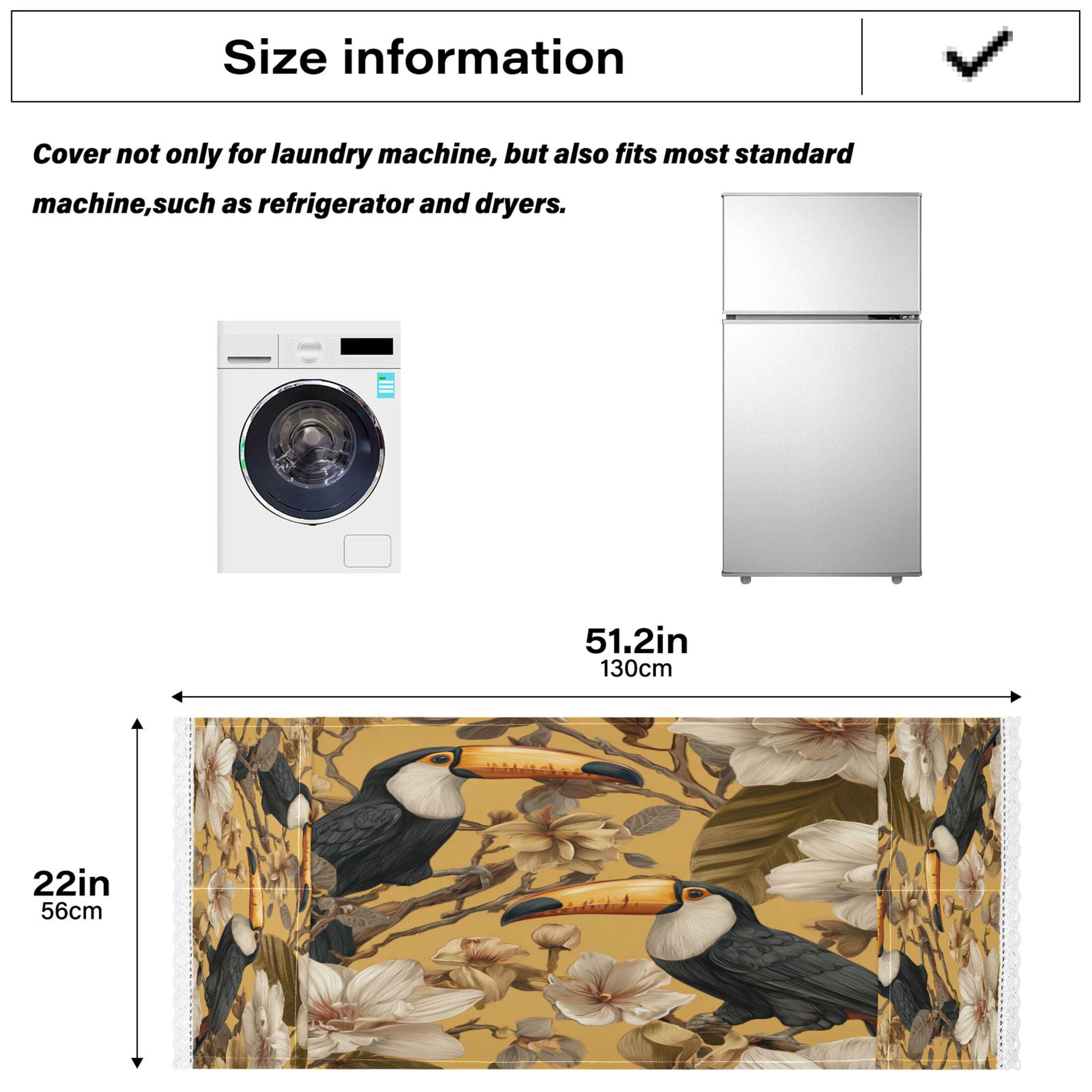 Wobogo Toucan Orchid Washing Machine Cover Dustproof Washer Dryer Cover Waterproof Laundry Room Decorative Protector