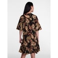 thumbnail image 4 of Scenario Women's and Women's Plus V Neck Mini Dress with Flutter Sleeves, Sizes XS-4X, 4 of 6