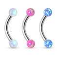 thumbnail image 3 of Eyebrow Ring 16G Curved Barbell Internally Threaded Synthetic Opal Balls 8mm, 3 of 4
