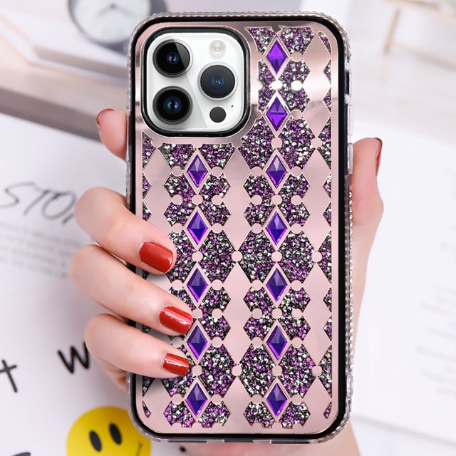 Case for iPhone 15ProMax Glitter Shine(Purple), Slim Lightweight Case for iPhone 15ProMax Shiny Diamond Plating, Shockproof Anti-Slip Protection for iPhone15ProMax Case Delicate Elegant