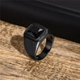 thumbnail image 2 of PAMTIER Men's Stainless Steel Black Plated Ring with Square Black Gem Stone Size 14, 2 of 5