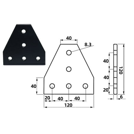 

5 Hole Joint Plate Corner Angle Plate Support Connection Strip For3030 4040 2020