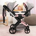 thumbnail image 2 of Bayer: Xeo Twin Pram - Butterfly Grey & Pink - Matching Handbag, Adjustable Handle, for Dolls Up to 20", 2 of 7