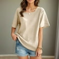 thumbnail image 2 of Diufon Casual Womens Tops Square Neck Short Sleeve T-Shirts Summer Solid Color Loose Tees, 2 of 6