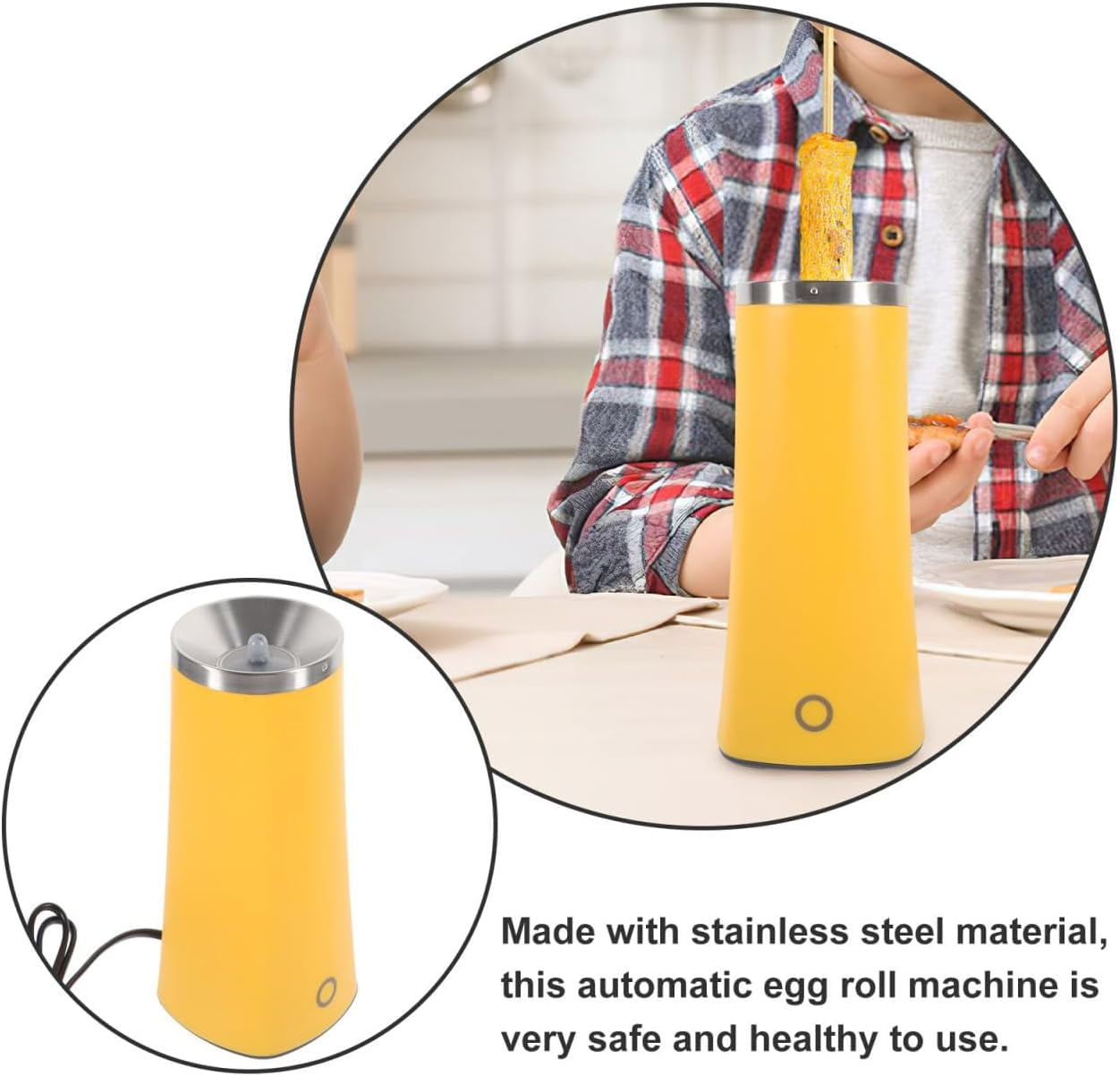 Automatic Electric Egg Roll Maker Kit, Vertical Non-Stick Omelet Machine with Bamboo Sticks & Cleaning Brush,  Rapid Breakfast Master