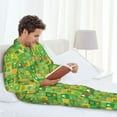 thumbnail image 6 of Honeii St. Patrick's day Pattern Mens Pajamas Set,2pcs Men's Lounge Long Sleeve Sleep Shirt and Pajama Bottoms Sleepwear Set,Mens Pjs Sets-Large, 6 of 7