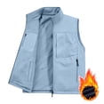 thumbnail image 5 of Zynoxe Men's Fleece Lined Vest Jacket with Side Pockets Comfort Lightweight Sleeveless Jacket for Men Classic Stand Collar Zip Up Thermal Jacket Oversized Solid Color Winter Casual Waistcoat 2XL, 5 of 10