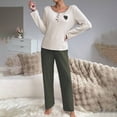 thumbnail image 6 of Blmnix Pajama Pants Petite Pajamas Sleepwear Sets Cute Pajama Shirts Boat Neck Full Green Long Sleeve Womens Pajama Set,M, 6 of 8