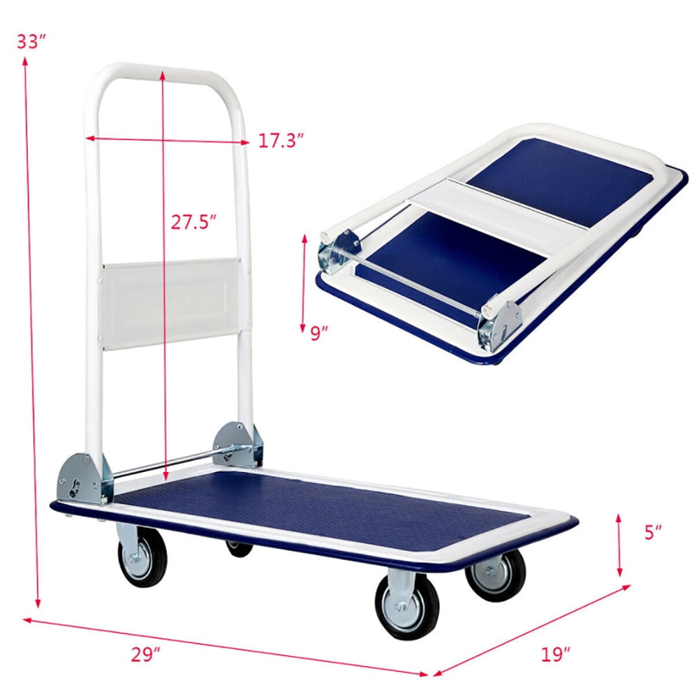 Yardi Yard 330 lbs Platform Cart Dolly Foldable Warehouse Push Hand Truck, Platform Hand Truck Portable Trolly for Household Industrial, Noise Reduction Office Moving Truck