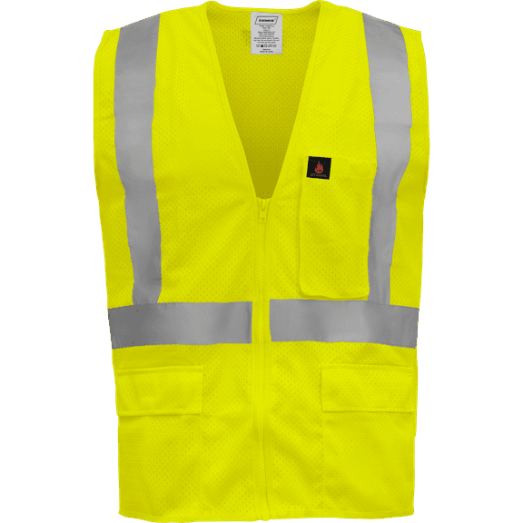 Ironwear 1284 Class 2 Flame-Retardant Safety Vest w/ Zipper & 5 Pockets
