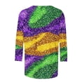 thumbnail image 5 of Penkiiy T-shirt Blouse pour Femme Mardi Gras Mode Imprimé Décontracté Col Rond Manches 3/4 3TG Multicolore, 5 of 5