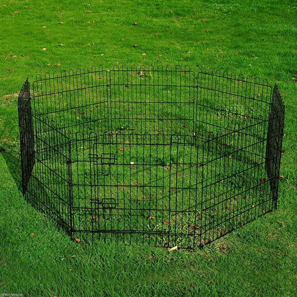 YYAO 30 inch 8 Panel Pet Fence Indoor and Outdoor Metal Fence Sports Dog Fence Black Walmart