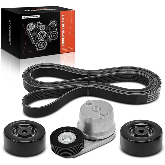 A-Premium Engine Serpentine Belt Drive Kit Compatible with Chevrolet Silverado 2500 HD 2002-2010, Silverado 3500 Classic 2007 & GMC Sierra 2500 HD Classic 2007, Sierra 3500 HD 2007-2010 - OHV 6.6L