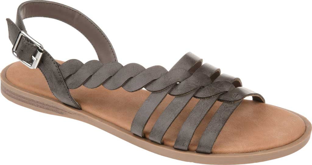 Women's Journee Collection Solay Flat Strappy Sandal Grey Faux Leather ...