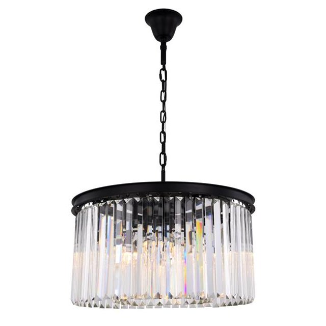 Elegant Lighting 1238D26MB-RC Lustre Noir Mat de 8 Po