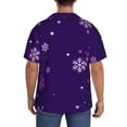 thumbnail image 3 of Yiaed Crystal Purple Snowflake Print Mens Casual Wrinkle Free Shirts Short Sleeve Button Down Summer Stretch Dress Shirt-X-Large, 3 of 5