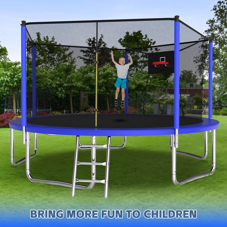 14ft Trampoline with Basketball Hoop,Outdoor Trampoline with with