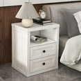 thumbnail image 2 of Table de Chevet Blanche, Table d'Appoint avec Station de Charge, Table de Chevet avec 2 Tiroirs, Armoire de Chevet de Style Ferme pour Chambre, Salon, 2 of 7