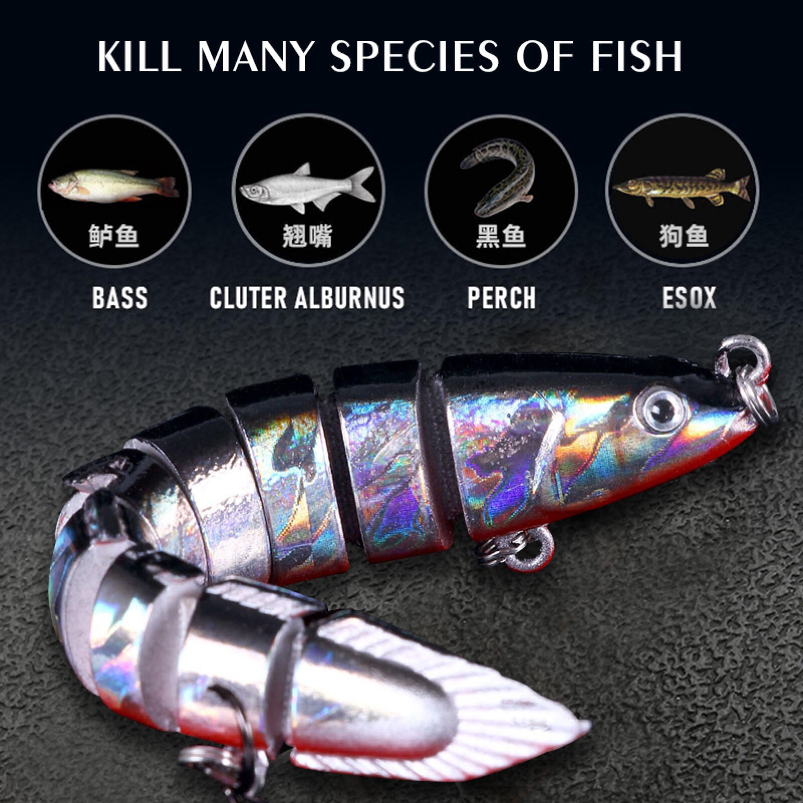 HENGJIA Fishing Lures, 10pcs Large Multi Jointed Fish Fishing Kits Slow Sinking Lifelike Swimbait Freshwater and Saltwater for Trout Bass Lures, 3.94"/0.35oz