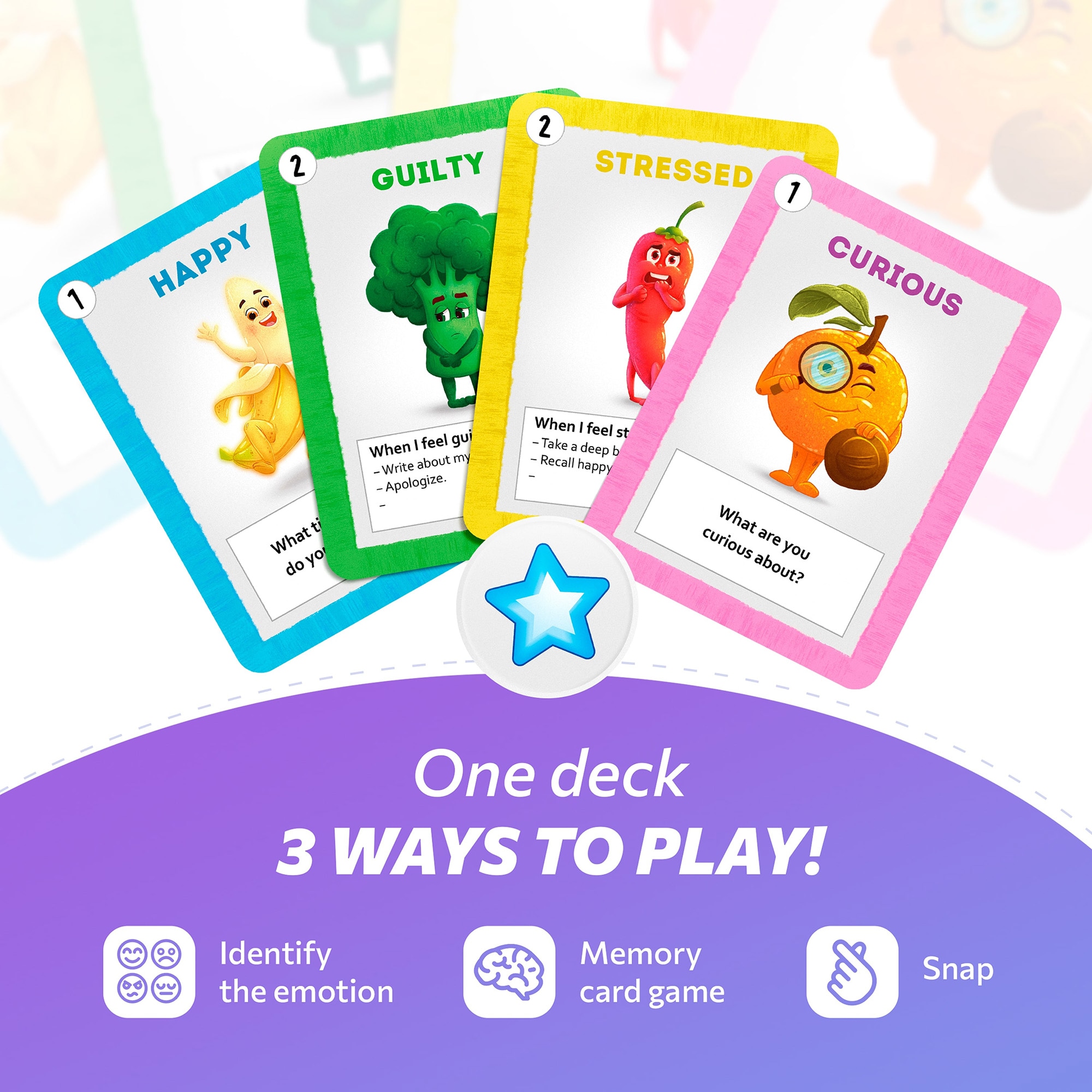 Emotions Flash Cards to Help Develop Social Skills, 2-8 Players